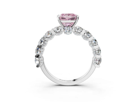 White gold Fancy Pink Princess Cut Diamond Side Stone Engagement Ring with Four-Prong Setting_39