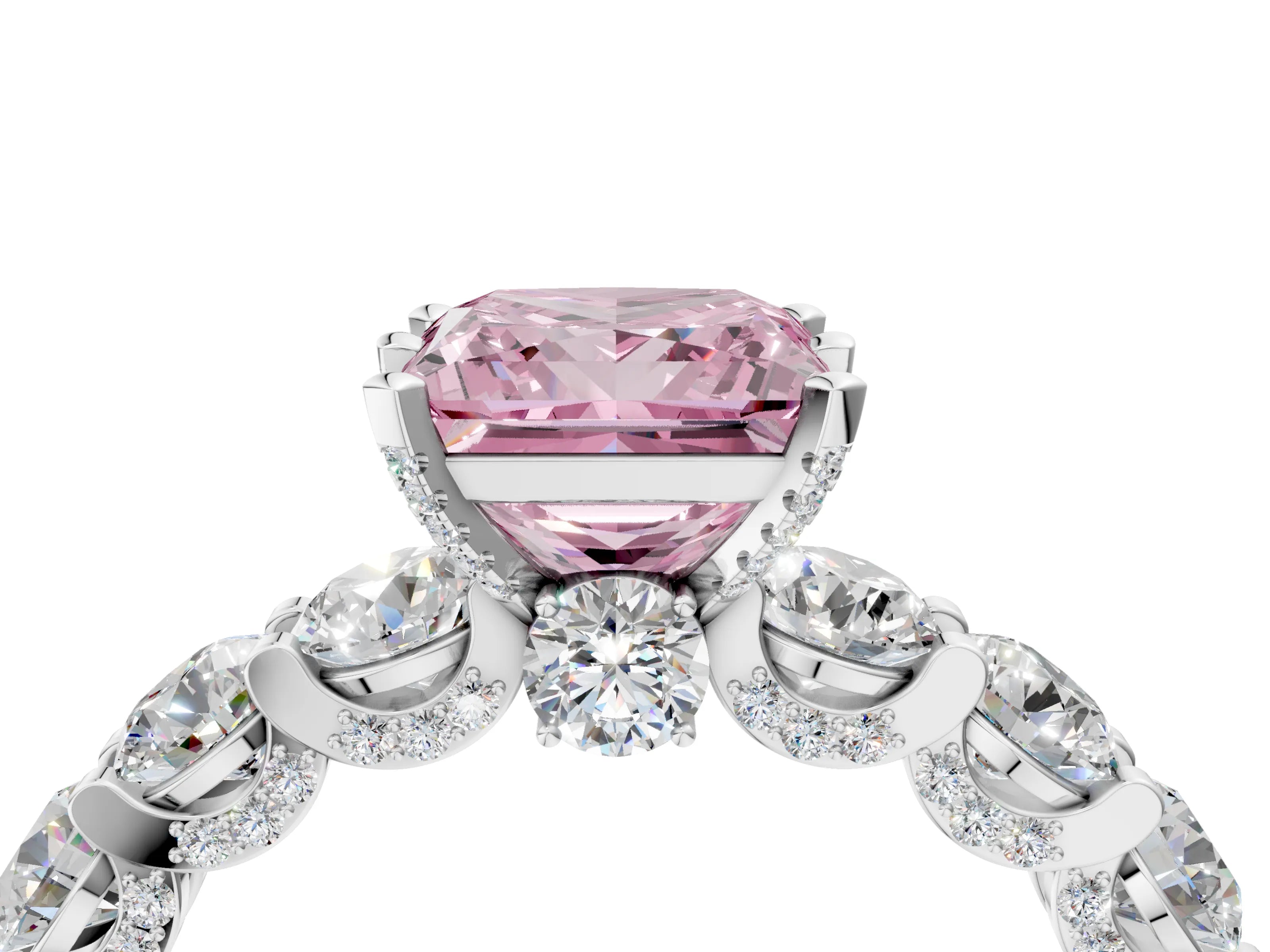 White gold Fancy Pink Princess Cut Diamond Side Stone Engagement Ring with Four-Prong Setting_40