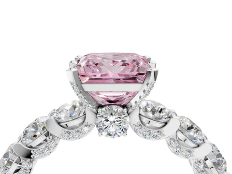White gold Fancy Pink Princess Cut Diamond Side Stone Engagement Ring with Four-Prong Setting_40