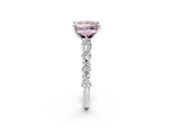 White gold Fancy Pink Princess Cut Diamond Side Stone Solitaire Ring with Round  and Four-Prong Setting_26