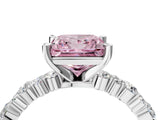 White gold Fancy Pink Princess Cut Diamond Side Stone Solitaire Ring with Round  and Four-Prong Setting_28