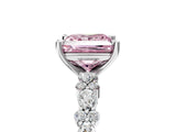 White gold Fancy Pink Princess Cut Diamond Side Stone Solitaire Ring with Round  and Four-Prong Setting_29