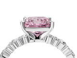 White gold Fancy Pink Princess Cut Diamond Side Stone Solitaire Ring with Round  and Four-Prong Setting_93