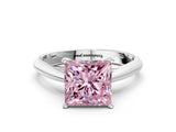 White gold Fancy Pink Princess Cut Diamond Solitaire Engagement Ring with Cathedral Setting and Four-Prong Mount_31