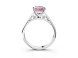 White gold Fancy Pink Princess Cut Diamond Solitaire Engagement Ring with Cathedral Setting and Four-Prong Mount_34
