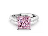 White gold Fancy Pink Princess Cut Diamond Solitaire Engagement Ring with Cathedral Setting and Four-Prong Mount_53