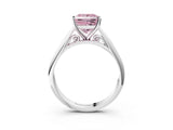 White gold Fancy Pink Princess Cut Diamond Solitaire Engagement Ring with Cathedral Setting and Four-Prong Mount_64