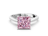 White gold Fancy Pink Princess Cut Diamond Solitaire Engagement Ring with Cathedral Setting and Four-Prong Mount_91