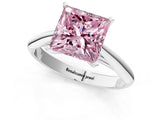 White gold Fancy Pink Princess Cut Diamond Solitaire Engagement Ring with Cathedral Setting and Four-Prong Mount_92