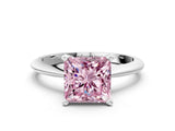 White gold Fancy Pink Princess Cut Diamond Solitaire Engagement Ring with Classic Band and Four-Prong Setting_29