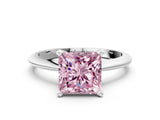 White gold Fancy Pink Princess Cut Diamond Solitaire Engagement Ring with Classic Band and Four-Prong Setting_60