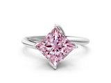White gold Fancy Pink Princess Cut Diamond Solitaire Engagement Ring with Four-Prong Setting and Classic Band_20
