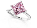 White gold Fancy Pink Princess Cut Diamond Solitaire Engagement Ring with Four-Prong Setting and Classic Band_21