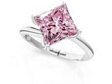 White gold Fancy Pink Princess Cut Diamond Solitaire Engagement Ring with Four-Prong Setting and Classic Band_33