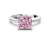 White gold Fancy Pink Princess Cut Diamond Solitaire Engagement Ring with Round Band and Four-Prong Setting_101