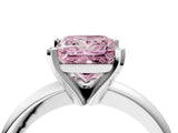 White gold Fancy Pink Princess Cut Diamond Solitaire Engagement Ring with Round Band and Four-Prong Setting_105