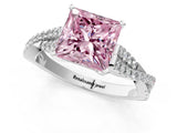 White gold Fancy Pink Princess Cut Diamond Solitaire Engagement Ring with Twisted Pavé Band and Four-Prong Setting_81