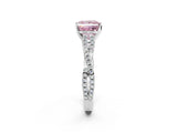 White gold Fancy Pink Princess Cut Diamond Solitaire Engagement Ring with Twisted Pavé Band and Four-Prong Setting_82