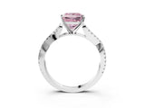 White gold Fancy Pink Princess Cut Diamond Solitaire Engagement Ring with Twisted Pavé Band and Four-Prong Setting_82