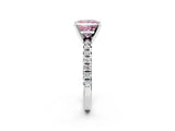 White gold Fancy Pink Princess Cut Diamond Solitaire Pavé Engagement Ring with Round Band and Prong Setting_68