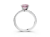 White gold Fancy Pink Princess Cut Diamond Solitaire Pavé Engagement Ring with Round Band and Prong Setting_69