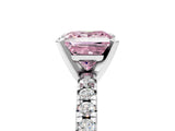 White gold Fancy Pink Princess Cut Diamond Solitaire Pavé Engagement Ring with Round Band and Prong Setting_71