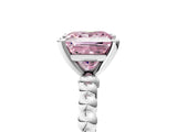 White gold Fancy Pink Princess Cut Diamond Solitaire Ring with Beaded Band and Prong Setting_124
