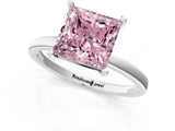 White gold Fancy Pink Princess Cut Diamond Solitaire Ring with Classic Band and Four-Prong Setting_1