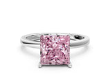 White gold Fancy Pink Princess Cut Diamond Solitaire Ring with Classic Band and Four-Prong Setting_6