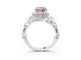 White gold Fancy Pink Princess Cut Diamond Solitaire Ring with Filigree Band and Four-Prong Setting_20
