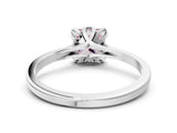 White gold Fancy Pink Princess Cut Diamond Solitaire Ring with Flower Prong Setting and Classic Band_102