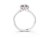 White gold Fancy Pink Princess Cut Diamond Solitaire Ring with Flower Prong Setting and Classic Band_105
