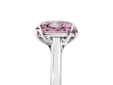 White gold Fancy Pink Princess Cut Diamond Solitaire Ring with Flower Prong Setting and Classic Band_106