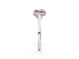White gold Fancy Pink Princess Cut Diamond Solitaire Ring with Flower Prong Setting and Classic Band_128