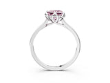 White gold Fancy Pink Princess Cut Diamond Solitaire Ring with Flower Prong Setting and Classic Band_129