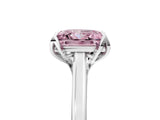 White gold Fancy Pink Princess Cut Diamond Solitaire Ring with Flower Prong Setting and Classic Band_131