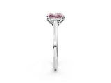 White gold Fancy Pink Princess Cut Diamond Solitaire Ring with Flower Prong Setting and Classic Band_14