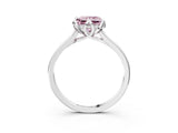 White gold Fancy Pink Princess Cut Diamond Solitaire Ring with Flower Prong Setting and Classic Band_15
