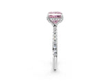 White gold Fancy Pink Princess Cut Diamond Solitaire Ring with Four-Prong Setting and Pavé Band_5