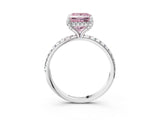 White gold Fancy Pink Princess Cut Diamond Solitaire Ring with Four-Prong Setting and Pavé Band_6