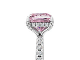 White gold Fancy Pink Princess Cut Diamond Solitaire Ring with Four-Prong Setting and Pavé Band_8