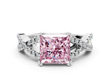White gold Fancy Pink Princess Cut Diamond Solitaire Ring with Four-Prong Setting and Twisted Pavé Band_17
