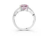 White gold Fancy Pink Princess Cut Diamond Solitaire Ring with Four-Prong Setting and Twisted Pavé Band_20