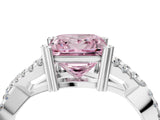 White gold Fancy Pink Princess Cut Diamond Solitaire Ring with Four-Prong Setting and Twisted Pavé Band_21