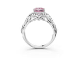 White gold Fancy Pink Princess Cut Diamond Solitaire Ring with Hidden Halo and Pavé Band_42