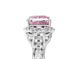 White gold Fancy Pink Princess Cut Diamond Solitaire Ring with Hidden Halo and Pavé Band_44