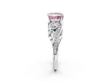 White gold Fancy Pink Princess Cut Diamond Solitaire Ring with Milgrain Pavé Band and Four-Prong Setting_55