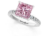 White gold Fancy Pink Princess Cut Diamond Solitaire Ring with Pavé Band and Four-Prong Setting_30