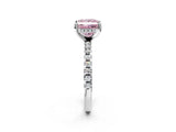 White gold Fancy Pink Princess Cut Diamond Solitaire Ring with Pavé Band and Four-Prong Setting_30