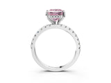 White gold Fancy Pink Princess Cut Diamond Solitaire Ring with Pavé Band and Four-Prong Setting_32